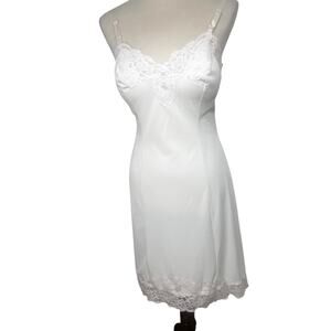 Vintage Shadowline Cream/Blush Slip w/ Pale Pink Lace | 80s 90s Coquette Fairy S